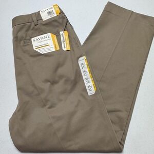 Savane Pants Mens 36 Techworks Performance Chino Pleated Straight Fit New 36x31